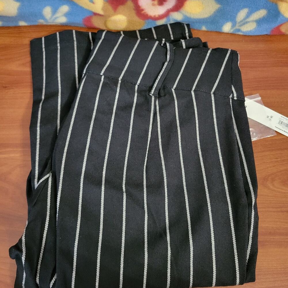 No Boundaries Black with White Pinstripe Wide-Leg Trousers